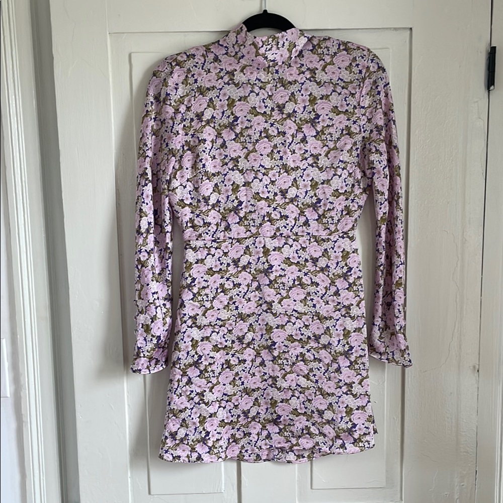 Lilac and purple Floral Long Sleeve Mini Dress